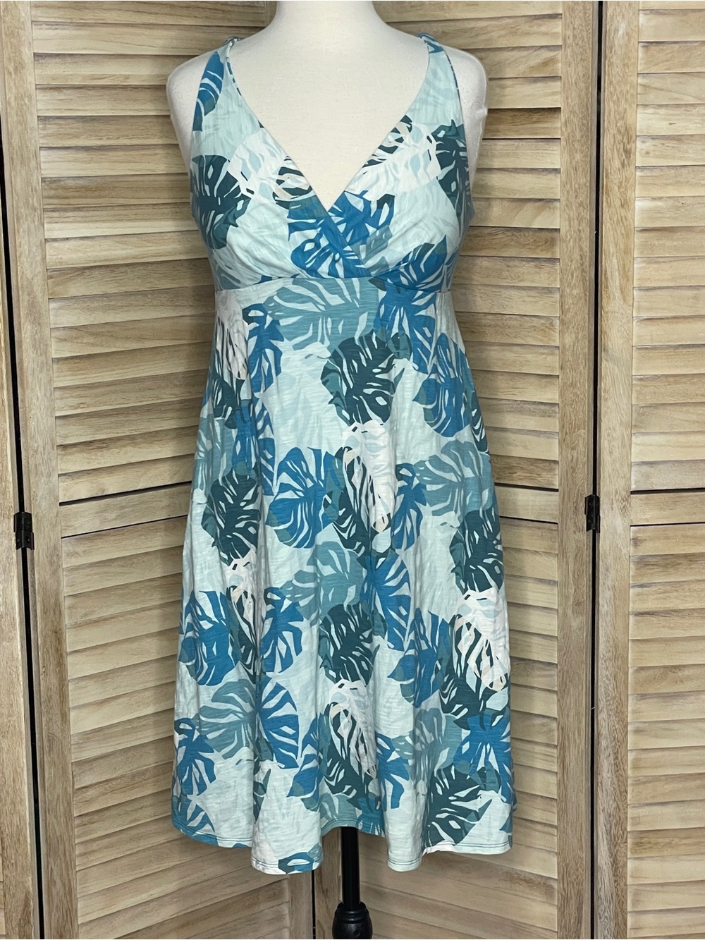 Patagonia Blue and Teal Leaf-Print Sleeveless Dress